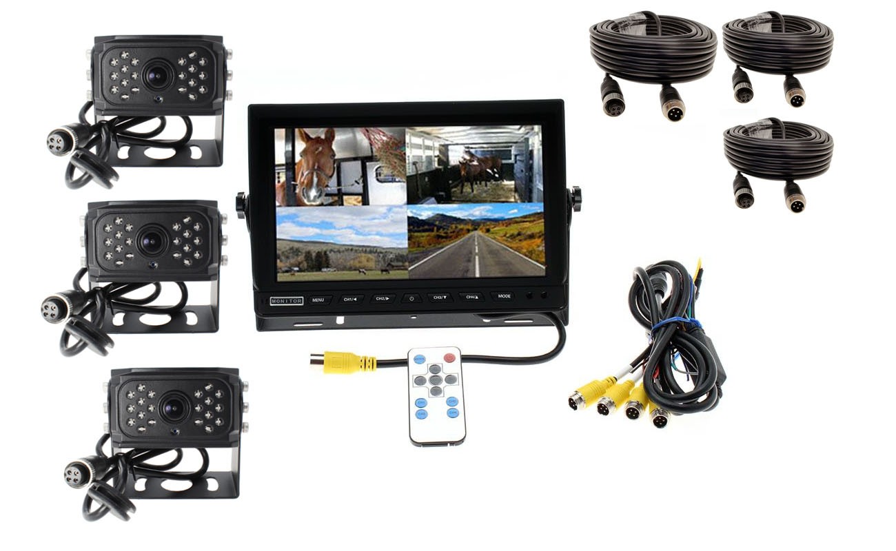 10" High Definition Quad Screen + 3 AHD Camera -Complete System