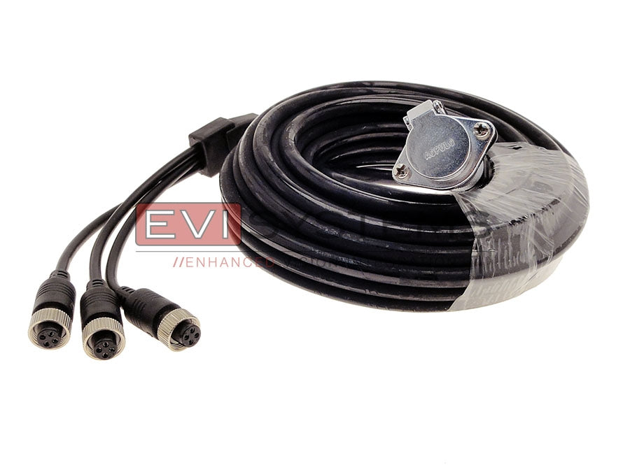 Fifth Wheel Backup Cam Quick Disconnect Harness for 3 cams