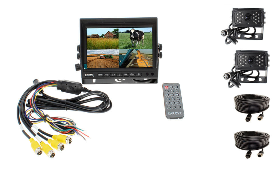 7" Quad High Definition Screen with DVR + 2 AHD Camera System