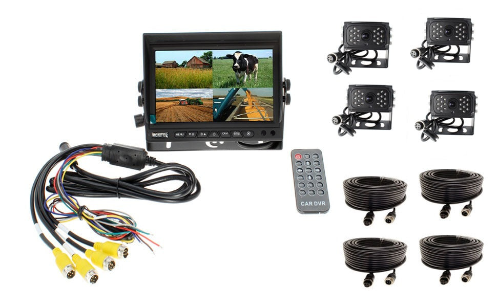 7" Quad High Definition Screen with DVR + 4 AHD Camera System