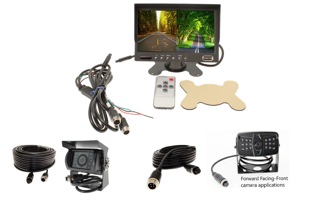 7" Split View Digital Monitor with Front and Rear Commercial Grade Cameras