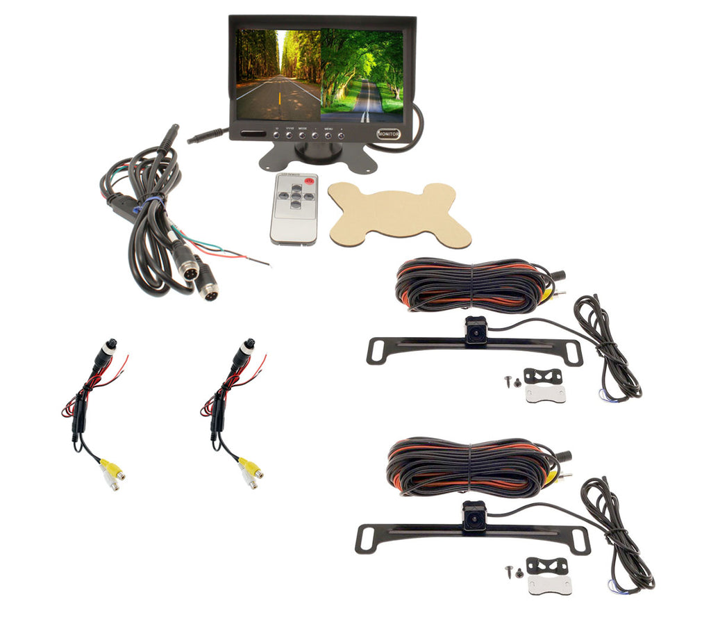 7" Split View Digital Monitor with 2 Mini Universal Cameras-Use front or rear
