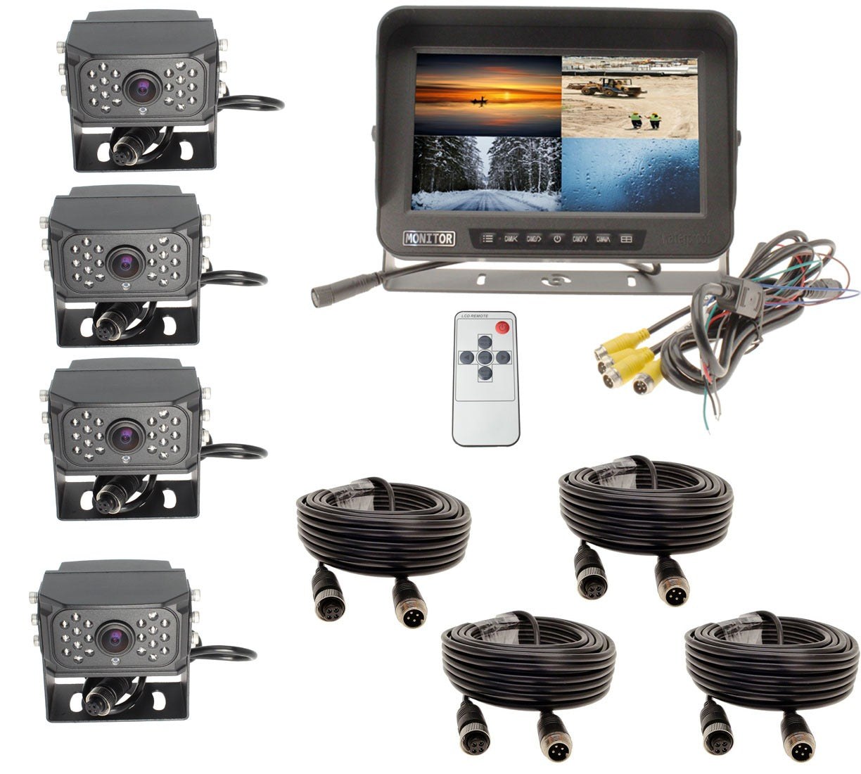10" High Definition Waterproof Quad Screen + 4 AHD Camera -Complete System