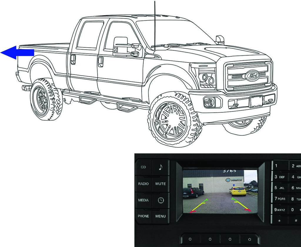 Backup Camera in OEM Handle for 4.2" MyFord® Display, Fits 2017+ Super Duty