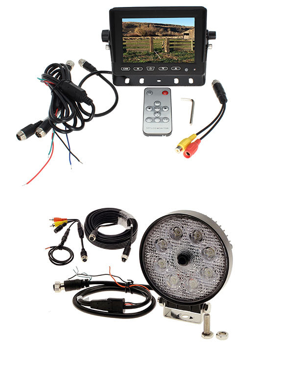 5" Commercial Grade Monitor, Round flood light with camera