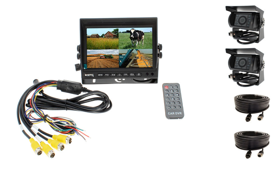 7" Quad High Definition Screen with DVR + 2 AHD Camera System