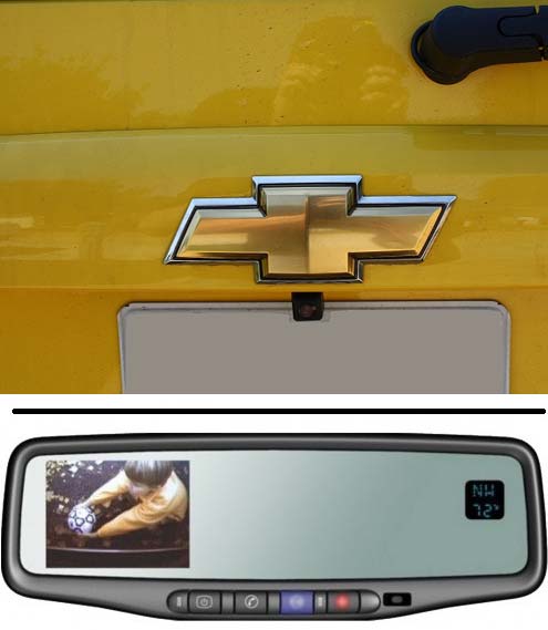 Backup Cam + OnStar® Mirror, Temp and Compass, Fits 2007-2008 Tahoe, Suburban, Yukon,