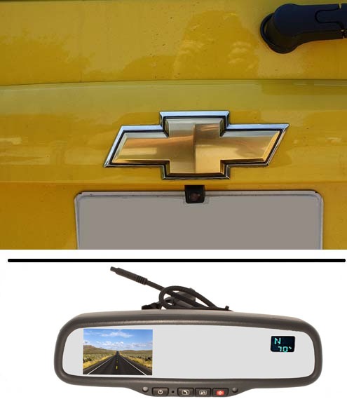 Backup Cam + OnStar® Mirror, Temp and Compass, Fits 2007-2008 Tahoe, Suburban, Yukon,