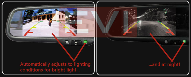 Rear Camera Display Mirror, 4.3" screen, 2 inputs