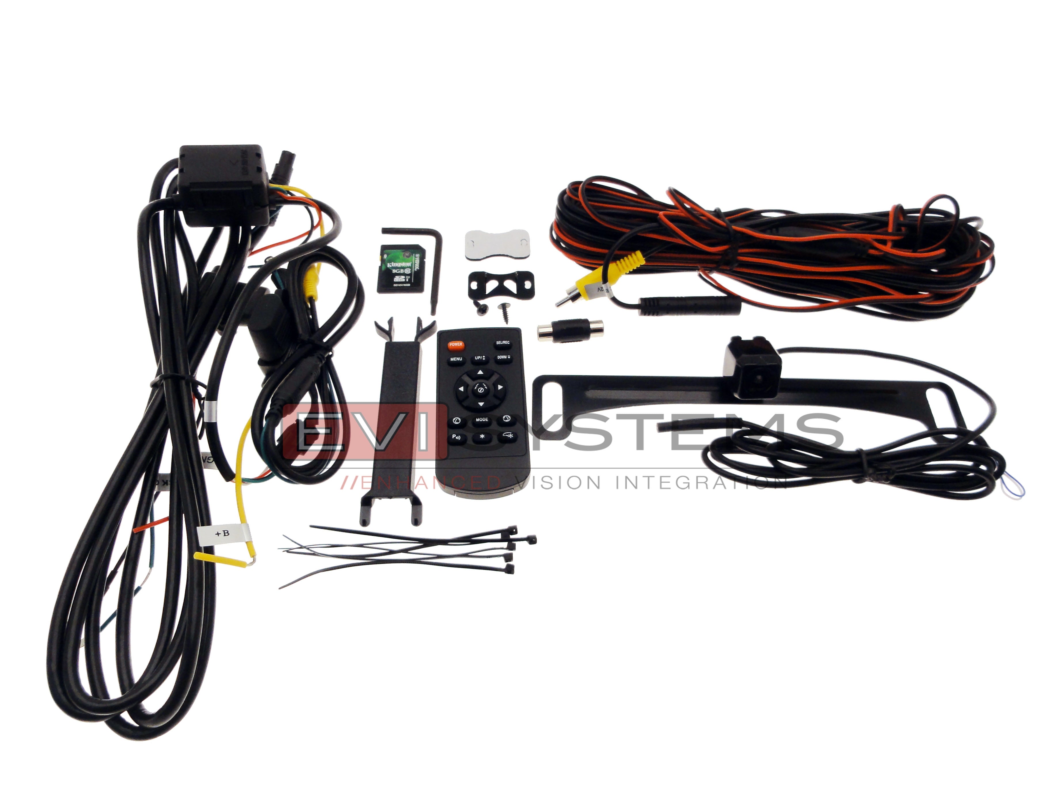 License plate mounted backup camera, Mirror with dash cam and DVR