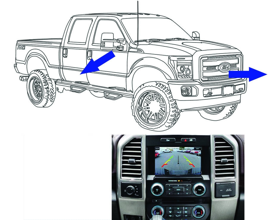 Front and Side Camera Kit for 8" Display, Fits 2013-16 Super Duty