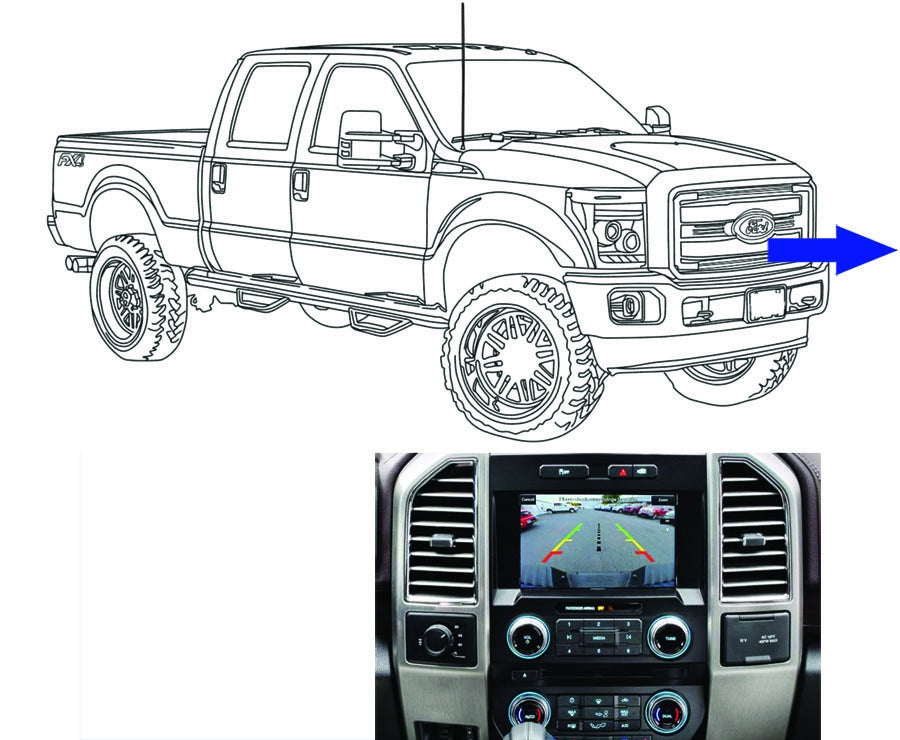 Grille Mount Front Camera Kit for 8" Display, Fits 2013-16 Super Duty