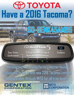 Gentex® Rearview Mirror with Auto Dim, HomeLink®, Compass, Fits 2016-2018 Tacoma