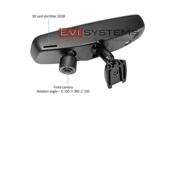 License plate mounted backup camera, Mirror with dash cam and DVR