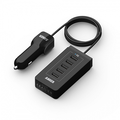 High-wattage, multi-port car charger